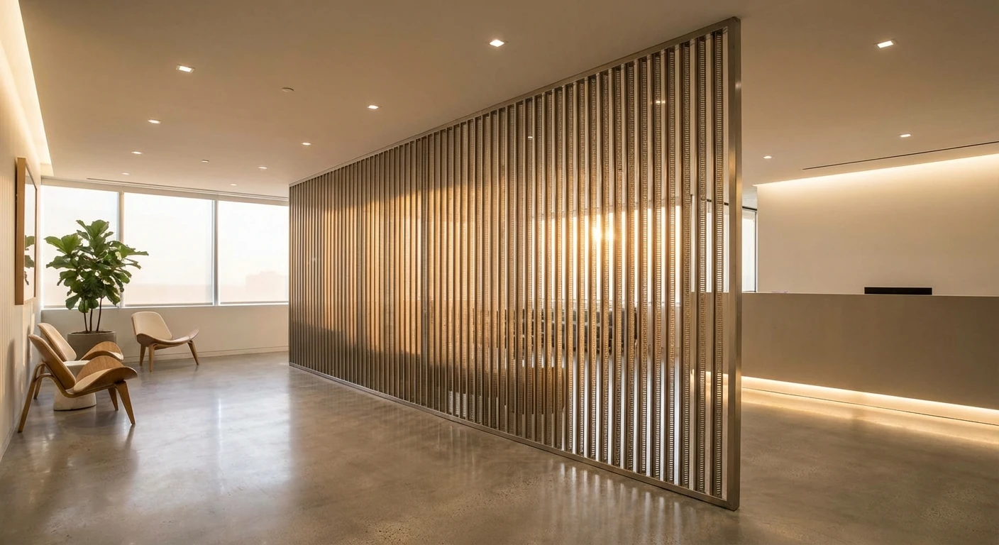 Architectural wedge wire mesh for facades and interior design